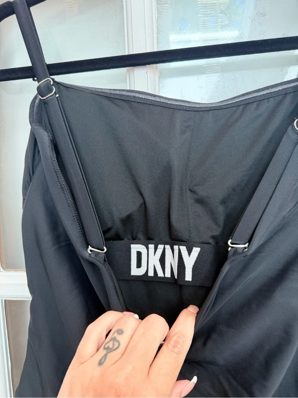DKNY Chic Beach Pool Black Tummy Control Ruched One-Piece Swimsuit Plus Size XXL